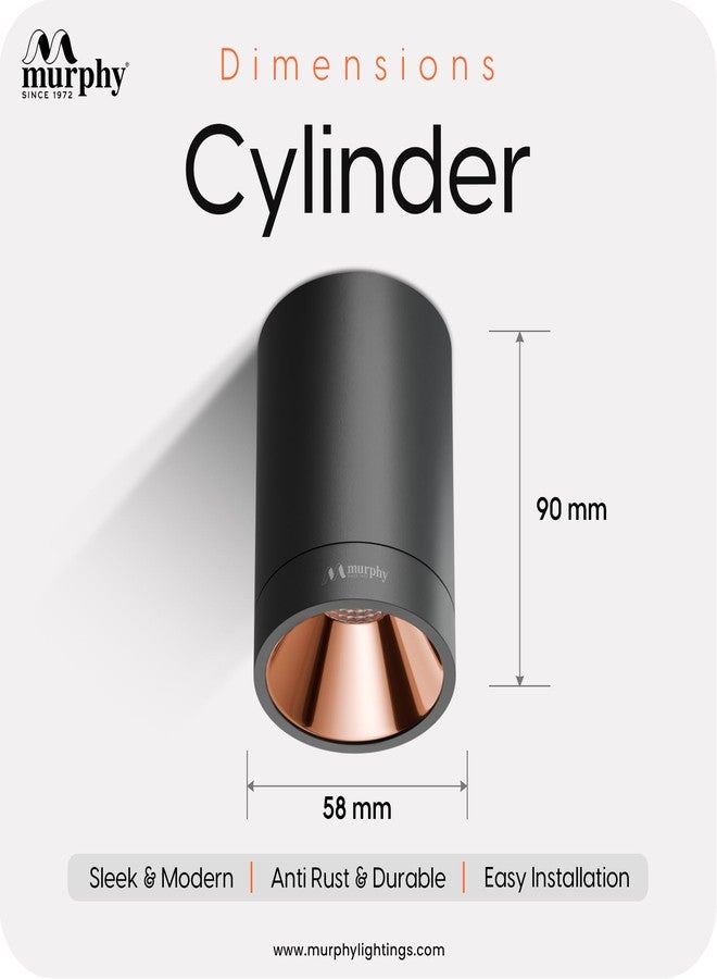 Murphy 10W Black Body Cylindrical Surface Mounted Spot Light Down Light (Warm White, Pack of 1)(Aluminium) - Image 4